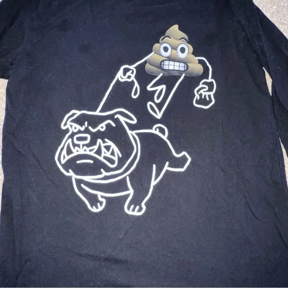 The Children's Place Boys XL (14) Shirt Black Dog Emoji Long Sleeve T-shirt